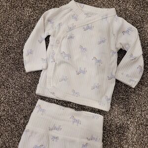 Carters Just One You Baby 3m Zebra Ribbed Wrap Top Pants Outfit Set